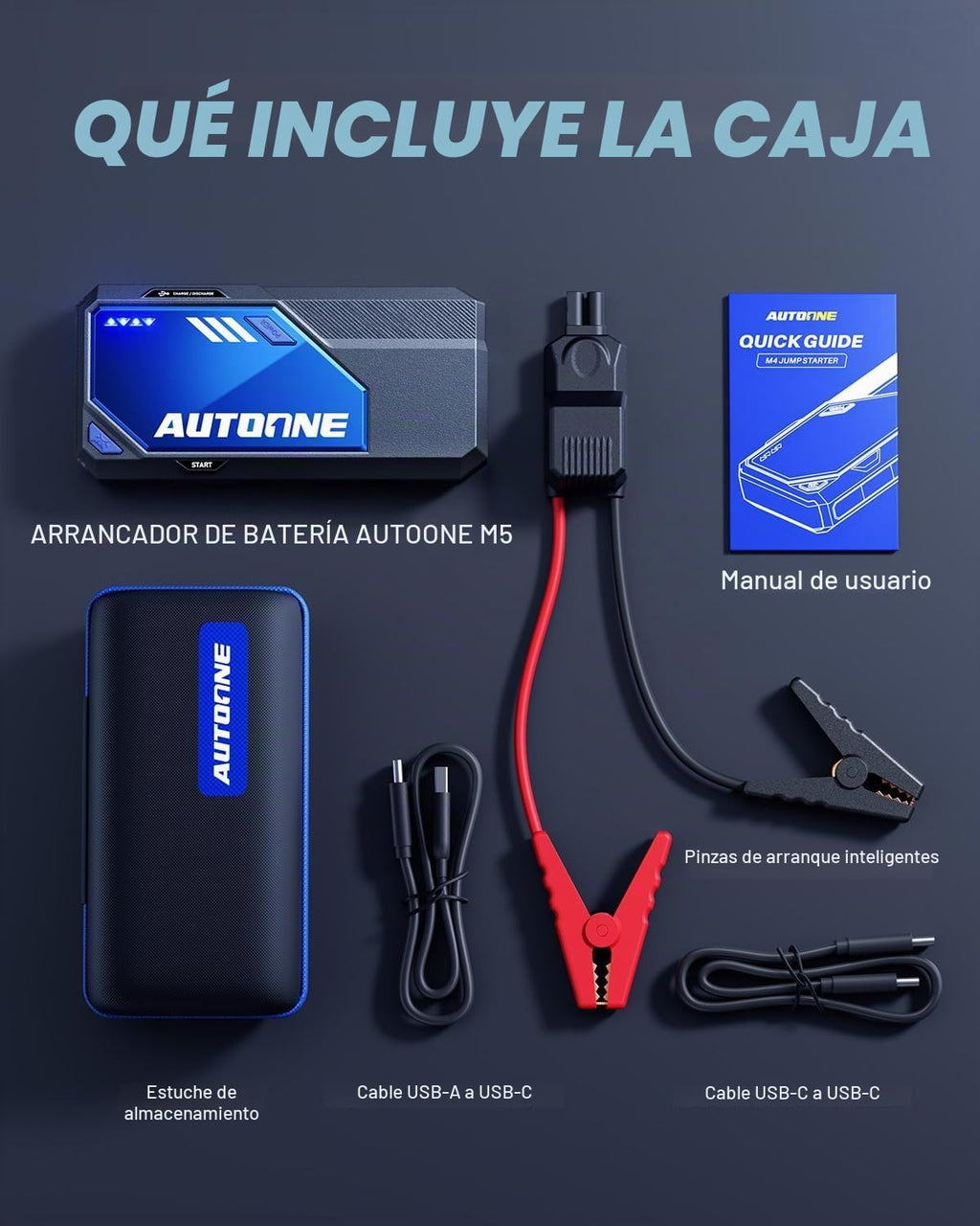 AUTOONE M5 8500A - Arrancador de batería portátil para auto de 12 V...