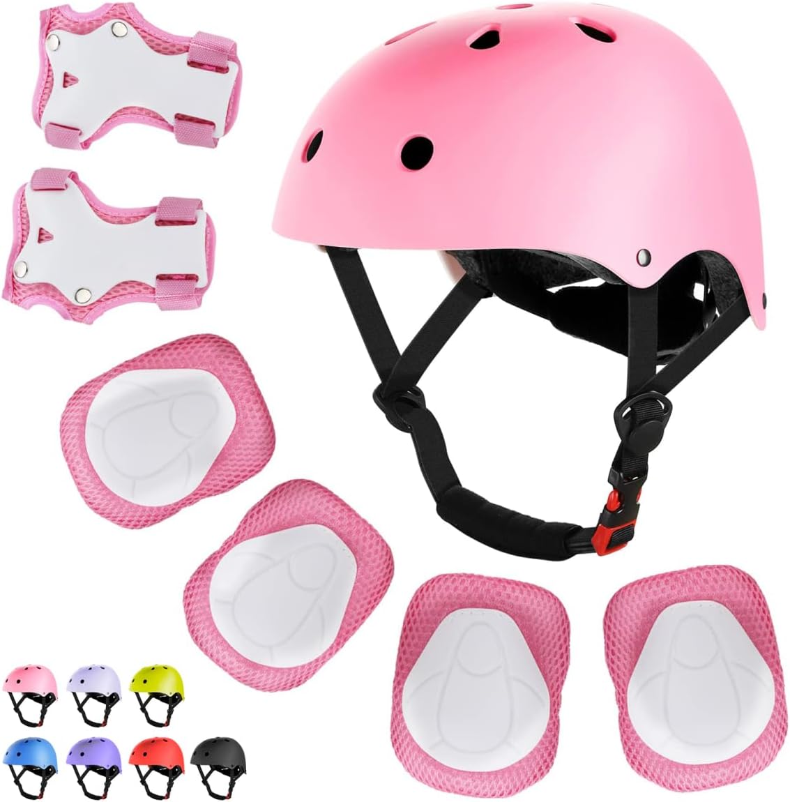 WayEee Juego de casco de bicicleta para niños, rodilleras, equipo d...