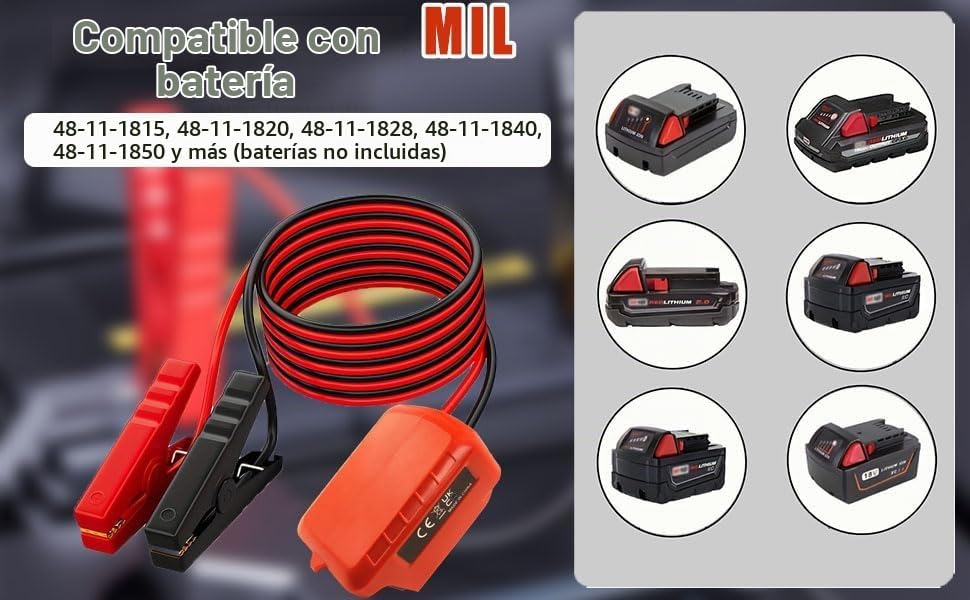 Kit de cable de puente con interruptor para batería "MIL" d...