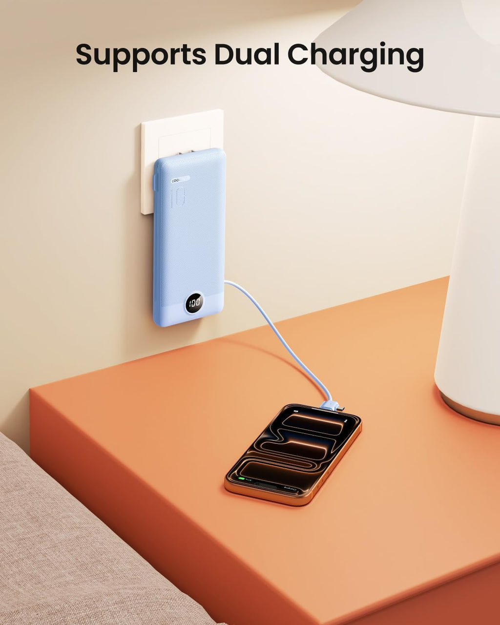 Coowisty Cargador Portátil con Cables Integrados y Enchufe de Pared...