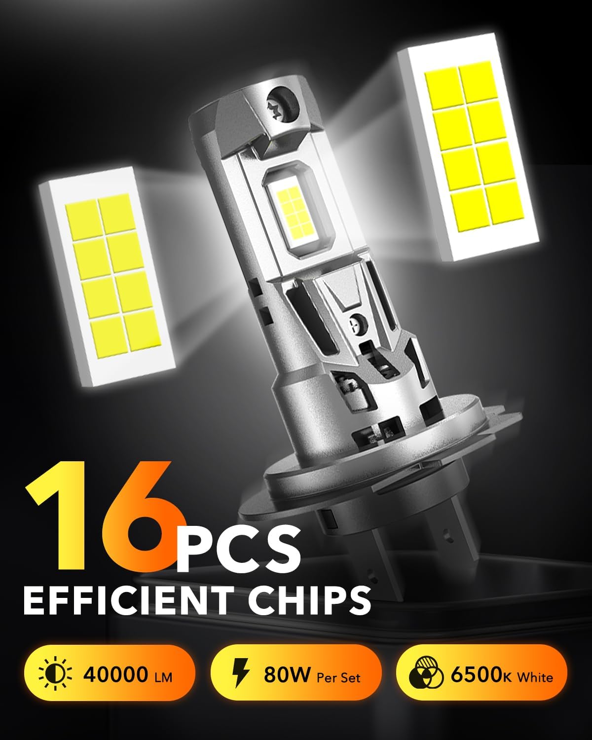 OXILAM Bombilla LED H7, 40000 lúmenes, 900% súper brillante, tamaño...