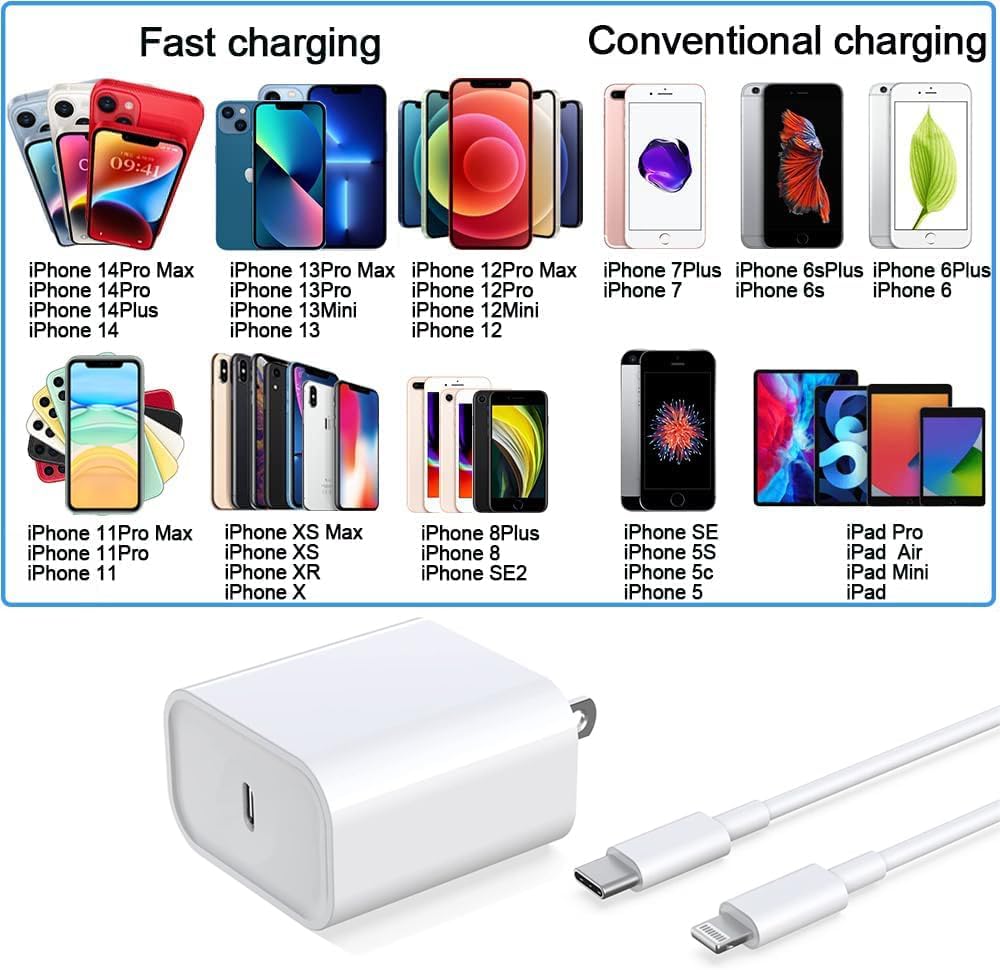 DABUSTAR Cargador Rápido para iPhone, Bloque Cargador de Pared USB...