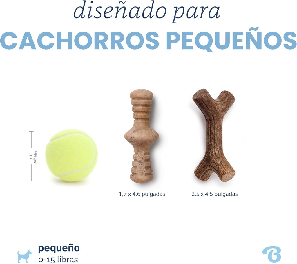Benebone Puppy - Paquete de 2 juguetes masticables duraderos para p...