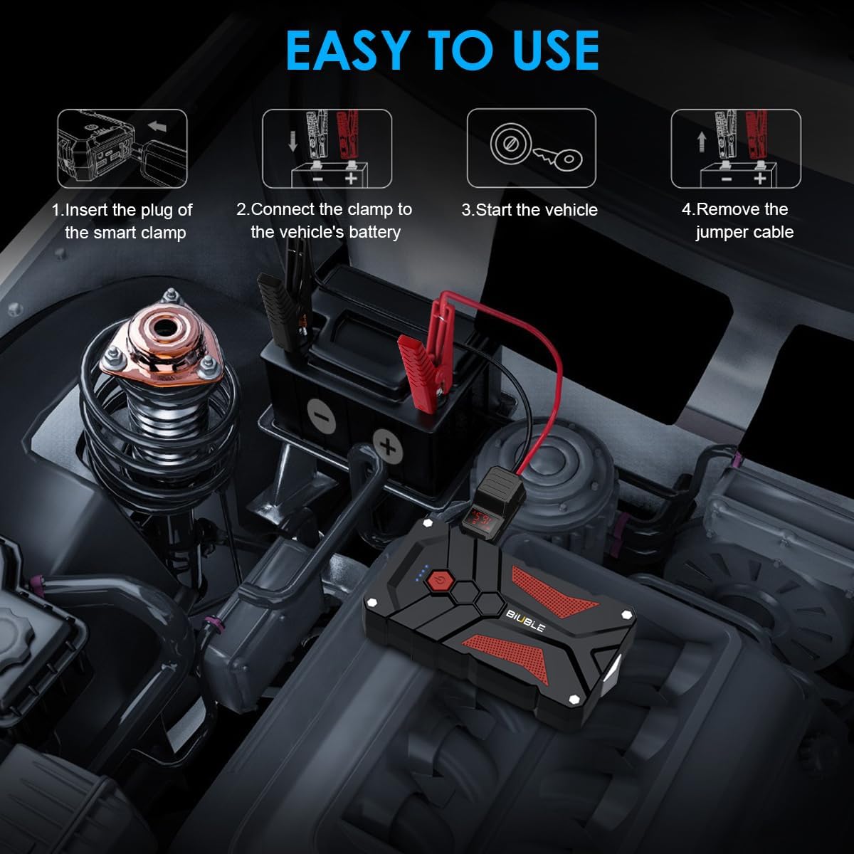 BIUBLE - Arrancador de batería para automóvil 12V, 6000A pico 21800...