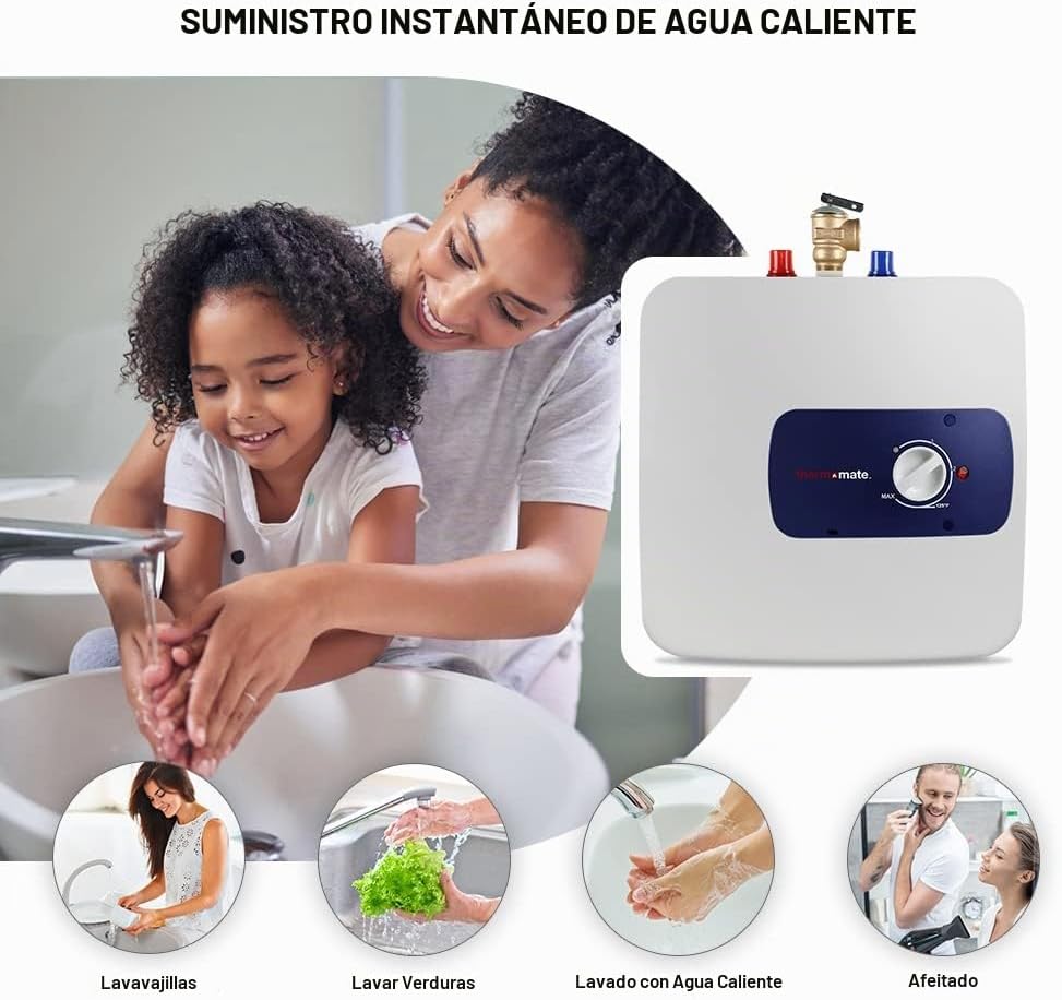 Calentador de agua con tanque eléctrico ThermoMate, 8.0 galones de...