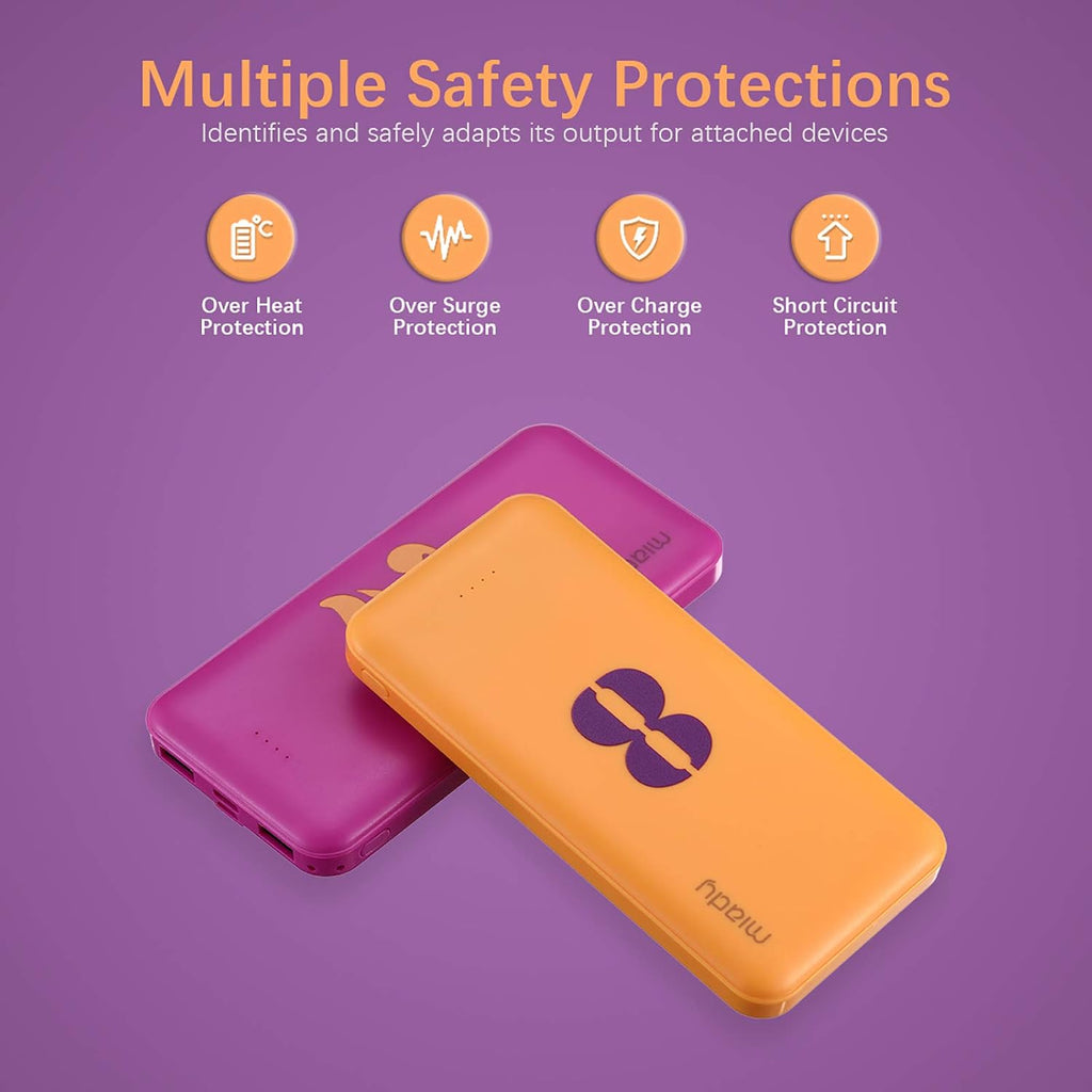 Miady Paquete de 2 cargadores portátiles USB dual de 10000 mAh, ban...