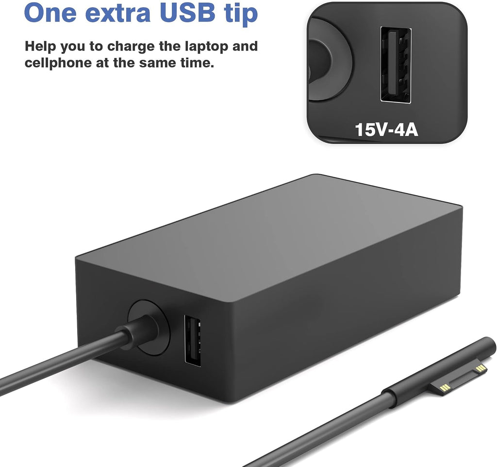 YBRUZRUB Cargador Surface Pro de 65 W compatible con Microsoft Surf...