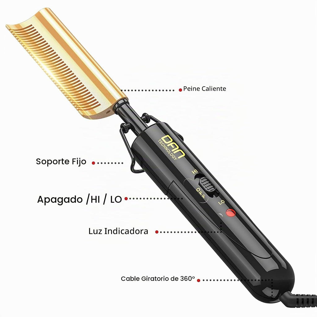 DAN Technology Plancha Alisadora de Cerámica Curva y Peine de Presi...