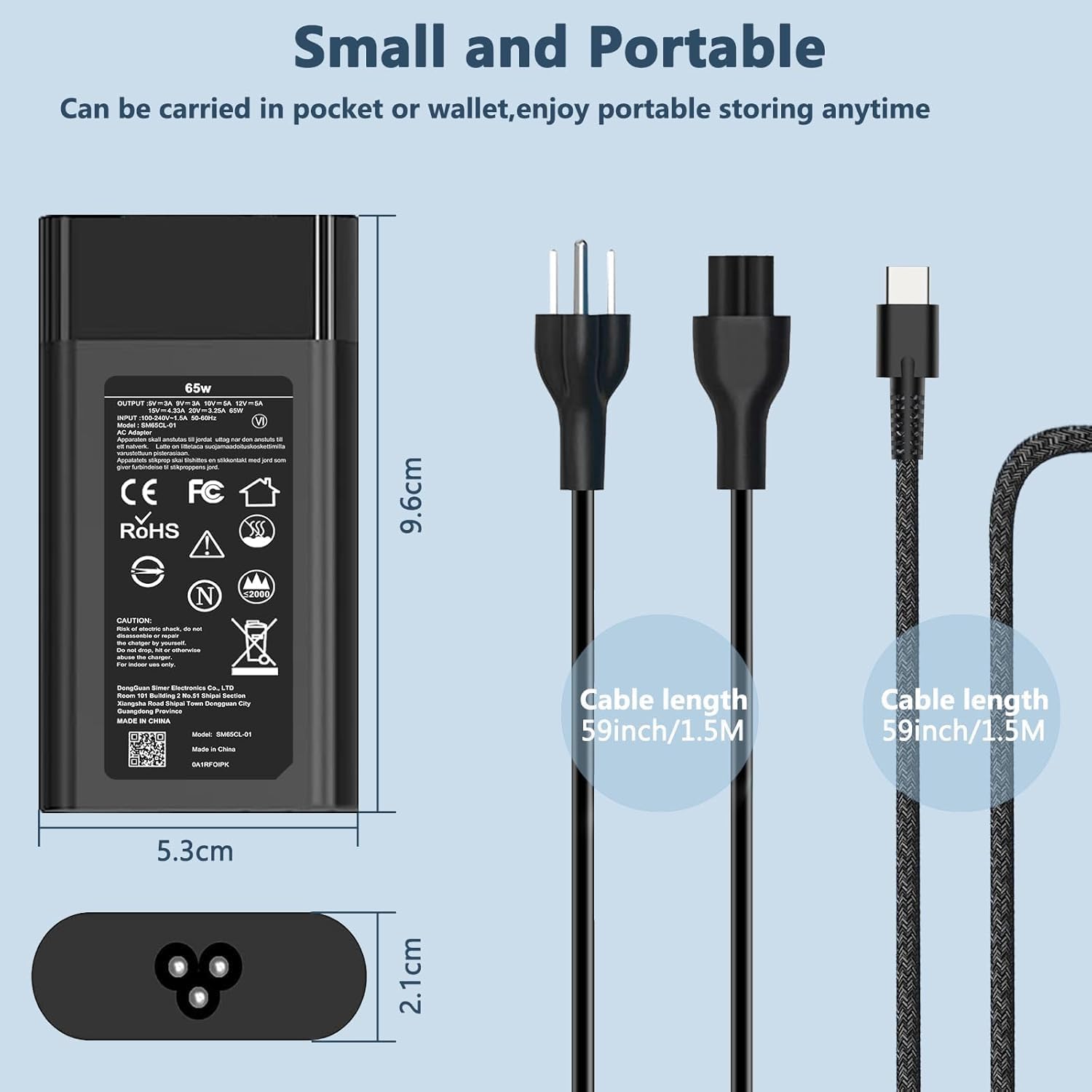 ELECBRAiN Cargador Delgado de 65W USB C para Portátil de Reemplazo...