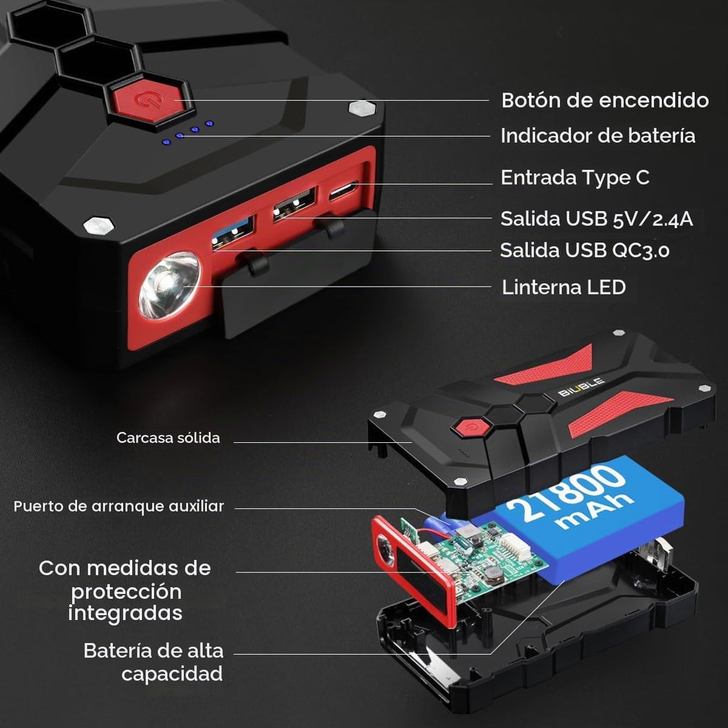 BIUBLE - Arrancador de batería para automóvil 12V, 6000A pico 21800...
