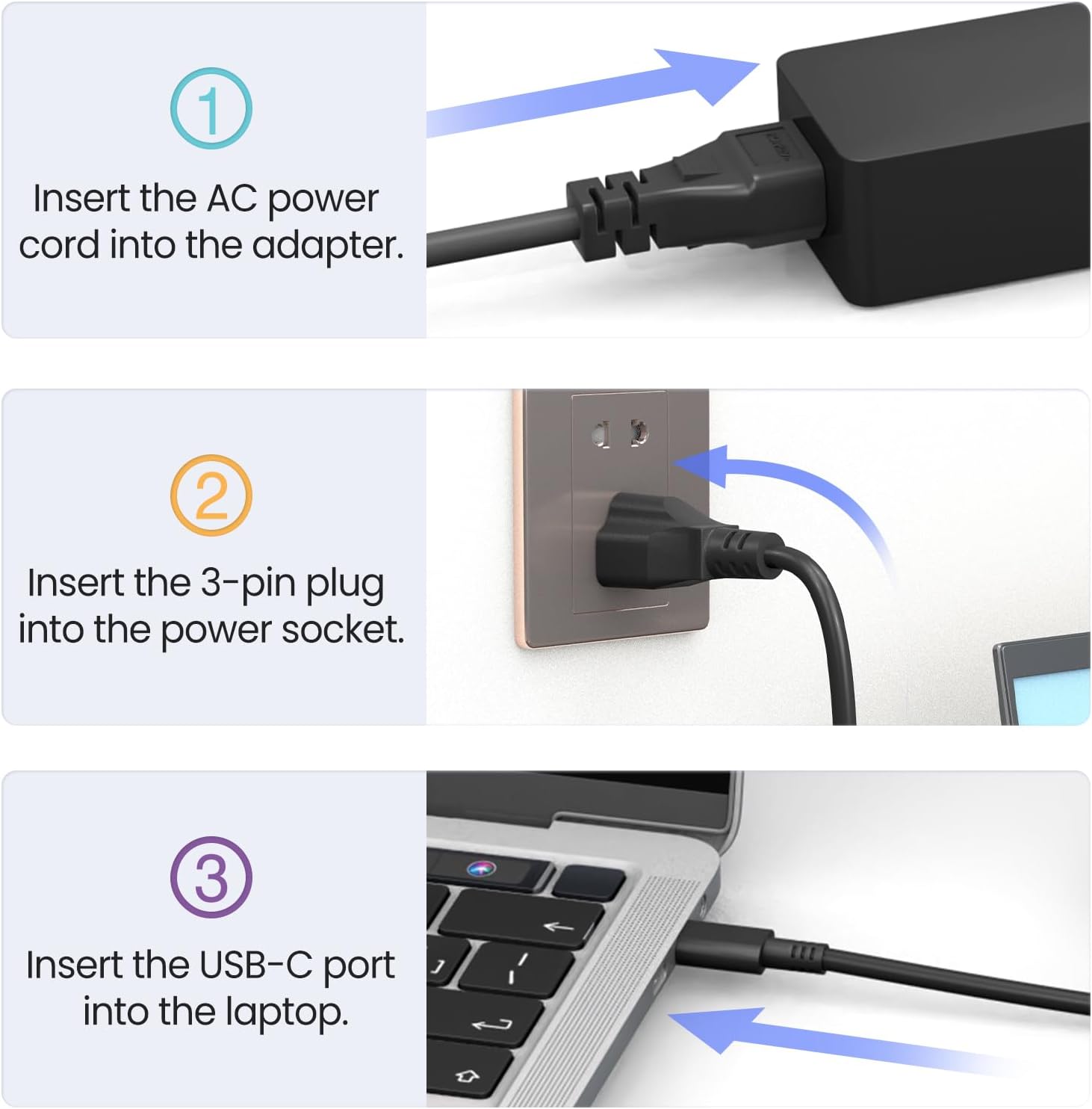 Dzytnsy Cargador de repuesto USB-C de 65 W 45 W CA compatible con L...