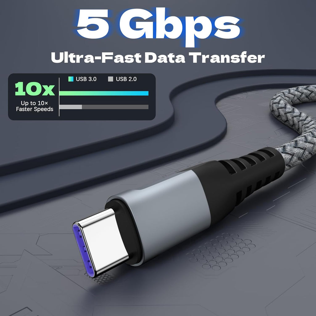 Cable USB A a USB C para CarPlay [2 unidades de 6 pies], cable de c...