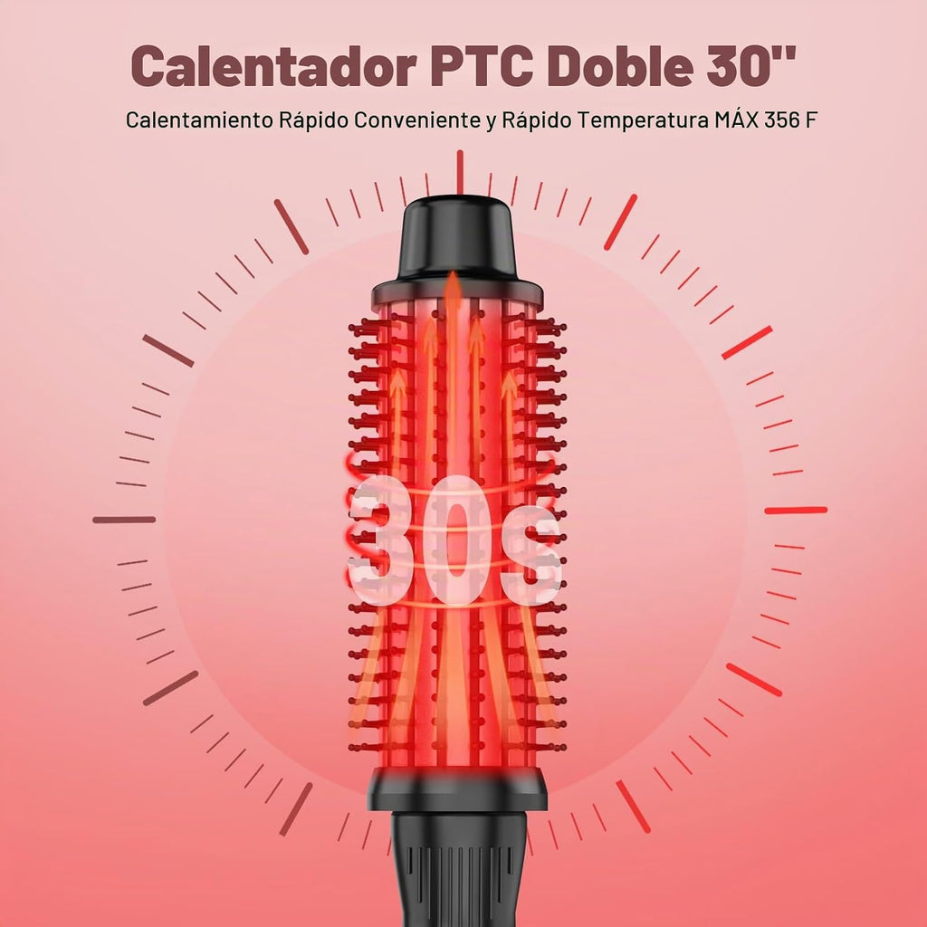 Cepillo térmico, cepillo redondo calentado y rizador con tecnología...