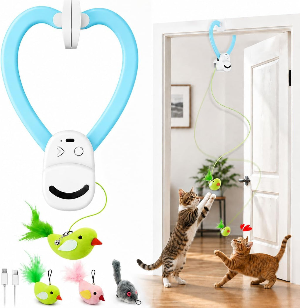 Juguetes interactivos para gatos de interior: varita de plumas de a...