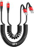 Cable Lightning en espiral, cable de carga para iPhone de 3 pies\/6...