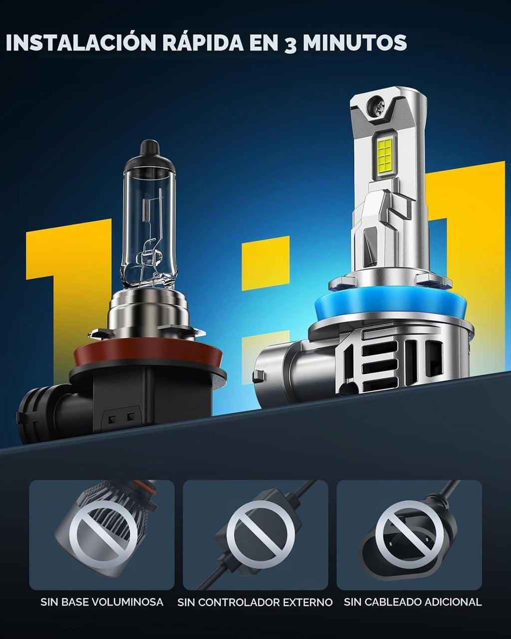 Marsauto Bombillas LED H11\/H9\/H8, 60,000 lm 10 veces más brillant...