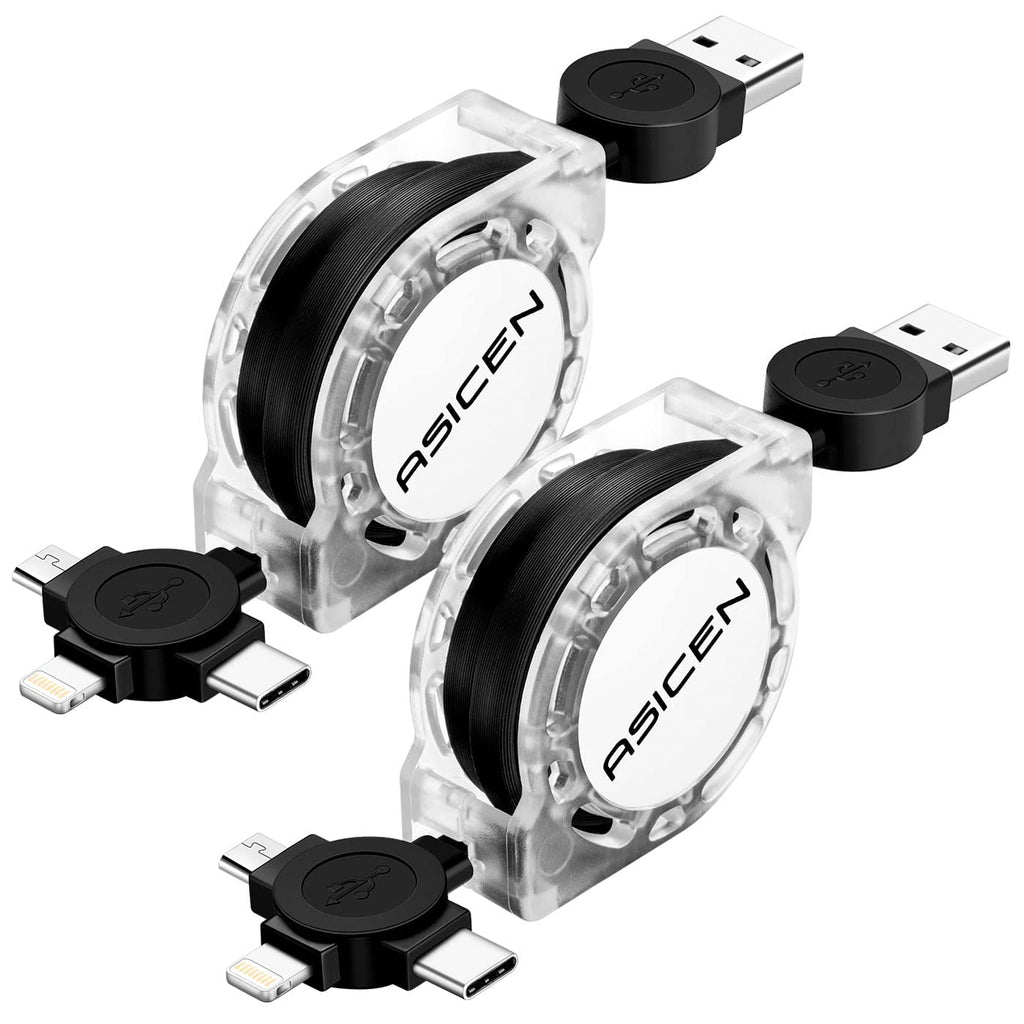 Paquete de 2 cables de carga múltiple, 3 en 1, retráctil, cable de...