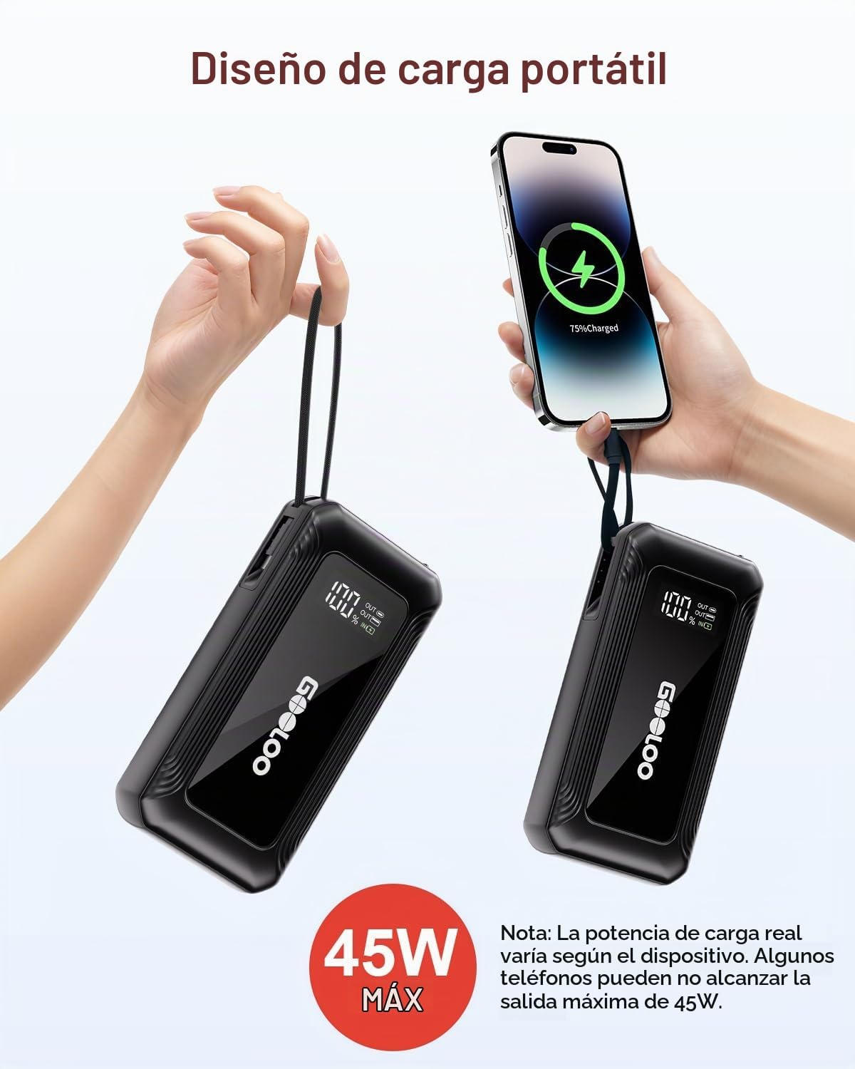 GOOLOO Arrancador G7 3000A Supersafe con cable USB-C integrado de 4...