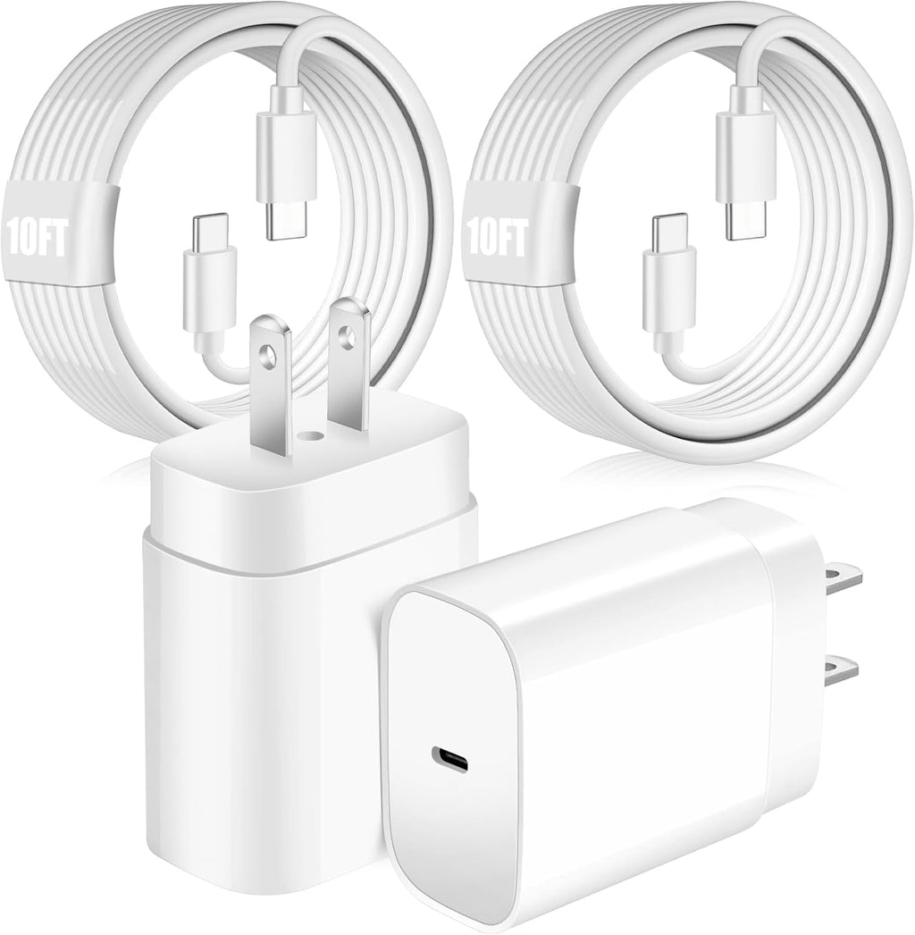 Samsung - Paquete de 2 cargadores rápidos USB C de 10 pies de largo...