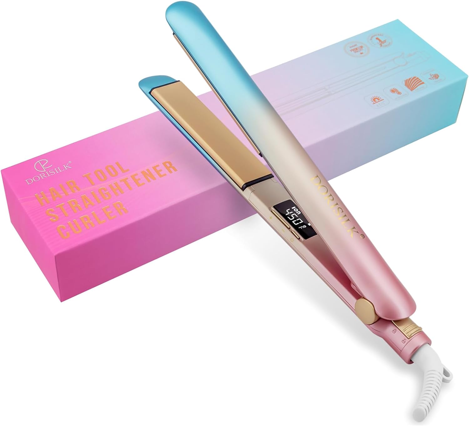 DORISILK Plancha Plana Colorida de 450 Grados, Alisador y Rizador d...