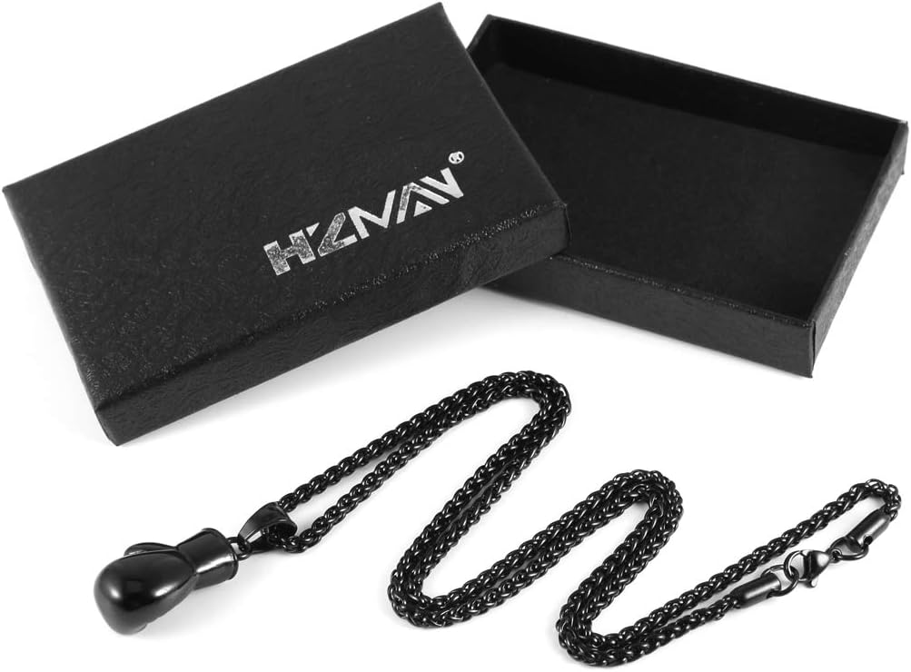 HZMAN Collar con colgante de guante de boxeo de acero inoxidable pa...