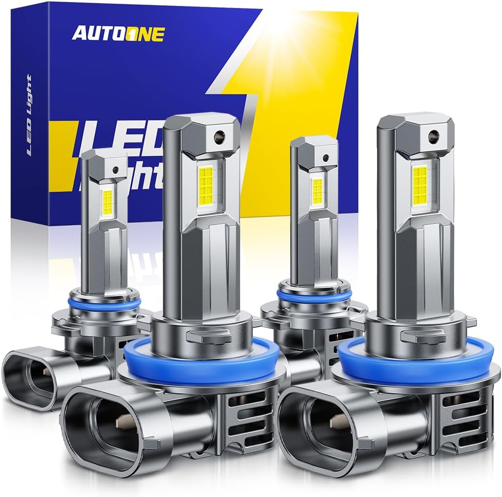 Combo de bombillas LED AUTOONE H11 9005, sin parpadeo, 1600% más br...