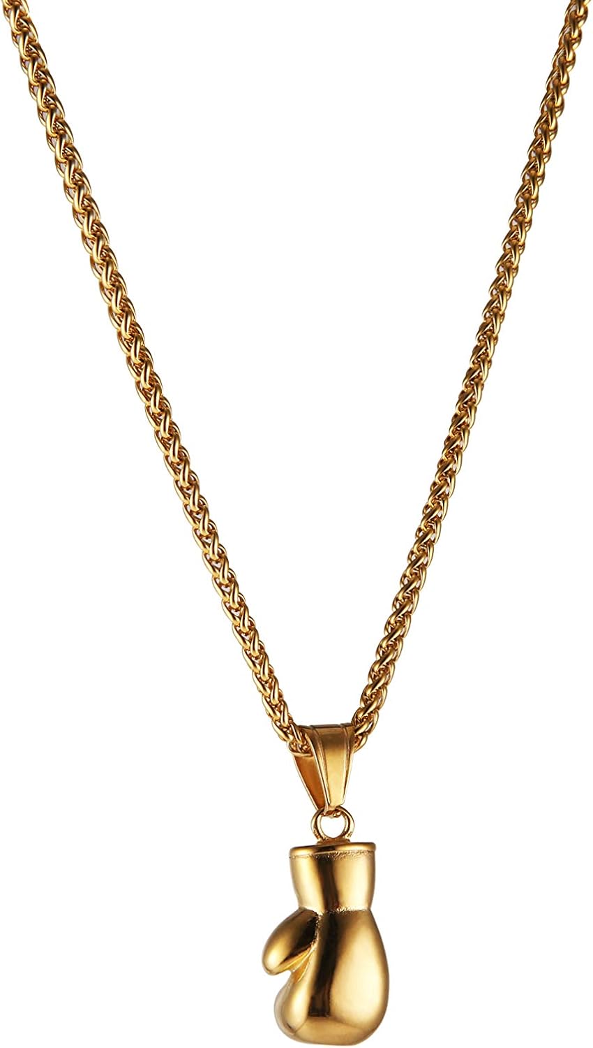 HZMAN Collar con colgante de guante de boxeo de acero inoxidable pa...