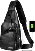 Peicees Bolso bandolera de cuero para hombre, bolso cruzado para el...