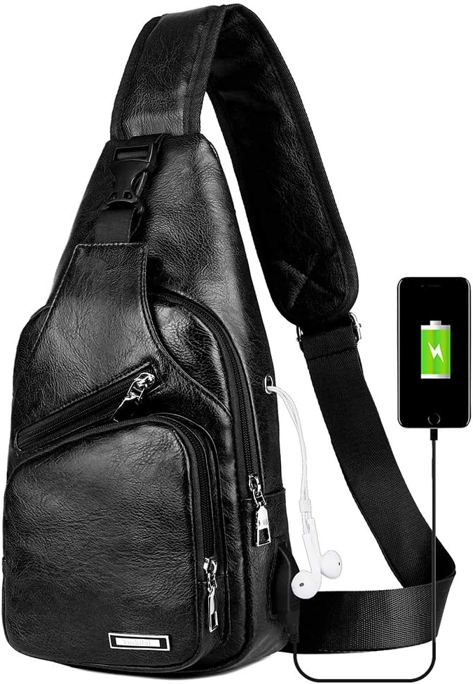 Peicees Bolso bandolera de cuero para hombre, bolso cruzado para el...
