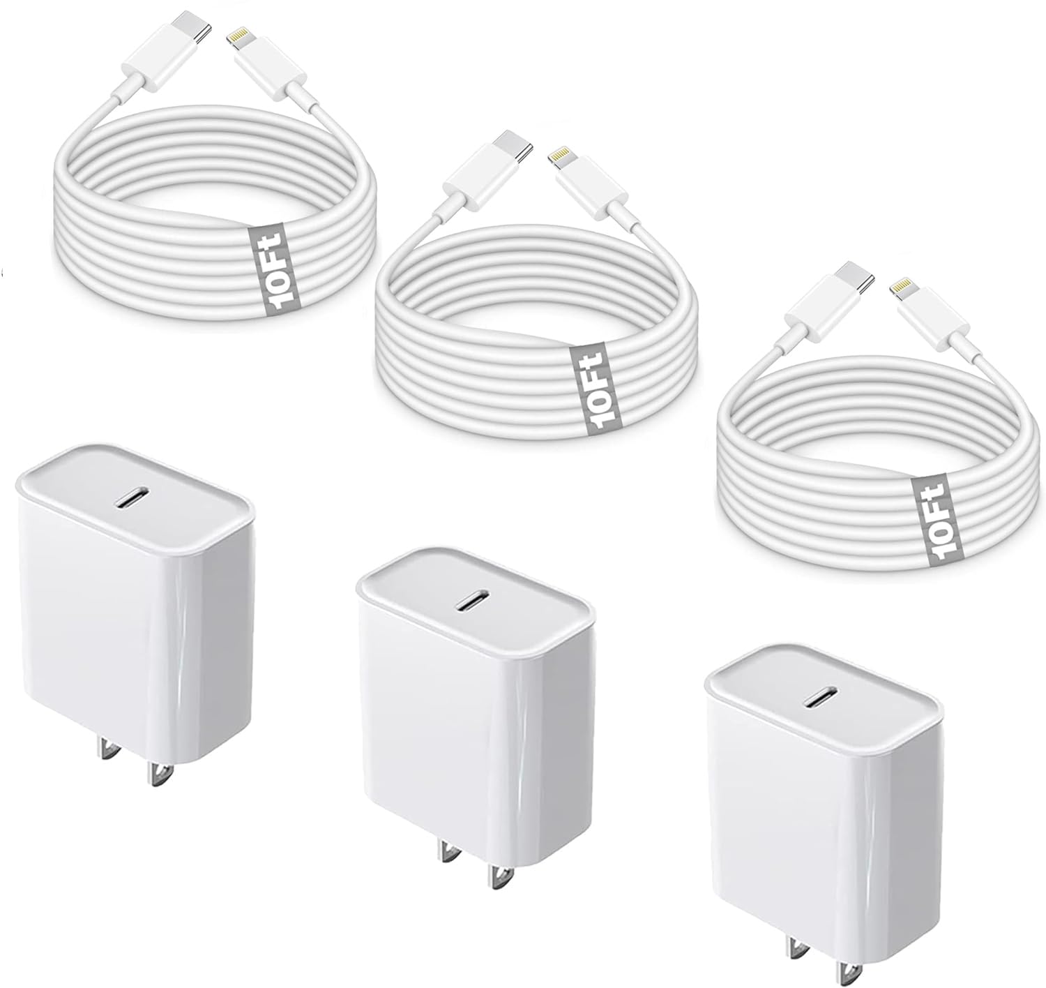 [Certificado MFi de Apple] Paquete de 3 cargadores rápidos de iPhon...
