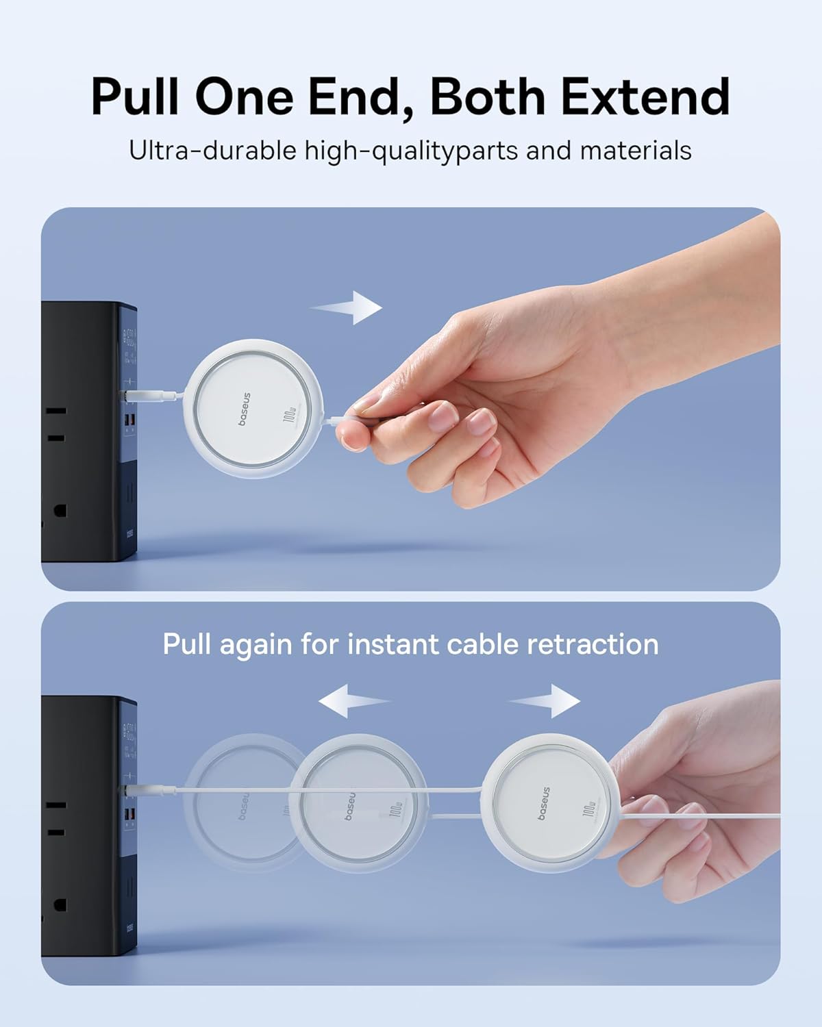 Baseus Cable USB C a USB C, Cable de Carga Rápida Retráctil USB C 5...