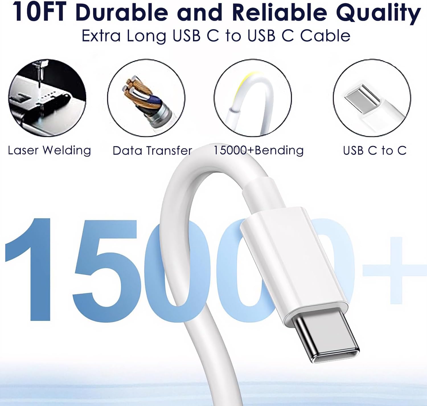 Cargador rápido para iPhone 17 16 15 de 10 pies, cargador de 20 W p...