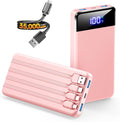 Cargador portátil de 35000 mAh - Powerbank con 4 cables integrados,...