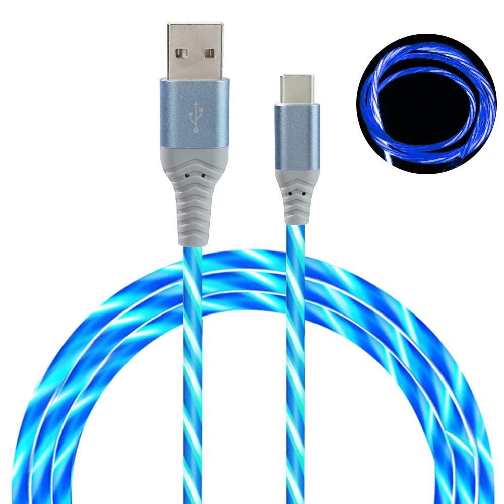 Cable LED USB C [2 unidades, 6 pies], cable de carga rápida LED de...