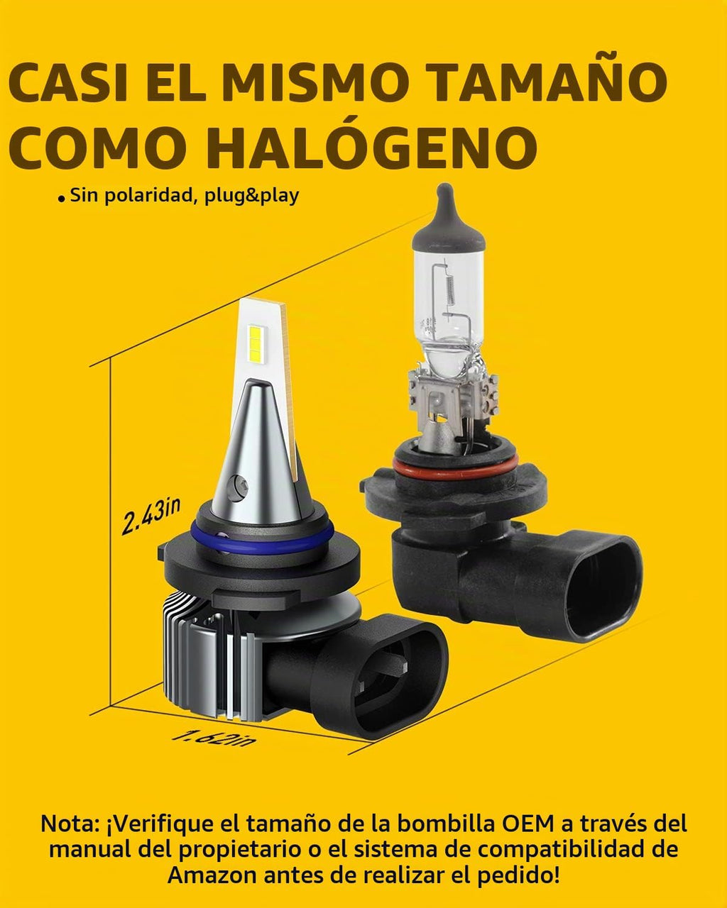 AUXITO 9006 HB4 Bombillas LED antiniebla, 6000 lm de alto brillo, 6...
