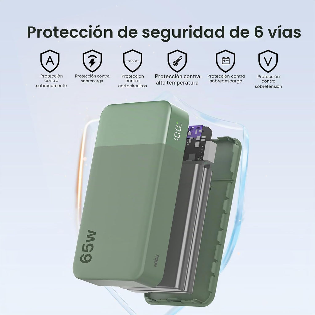 NOBIS Paquete de baterías de 20000 mAh, banco de energía de 65 W, c...