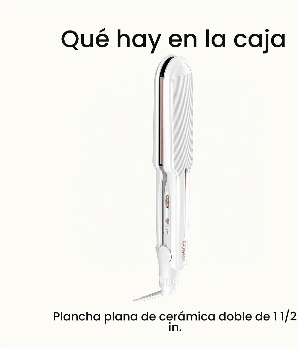 Conair - Plancha de cerámica doble, plancha plana de 1½ pulgadas, 5...