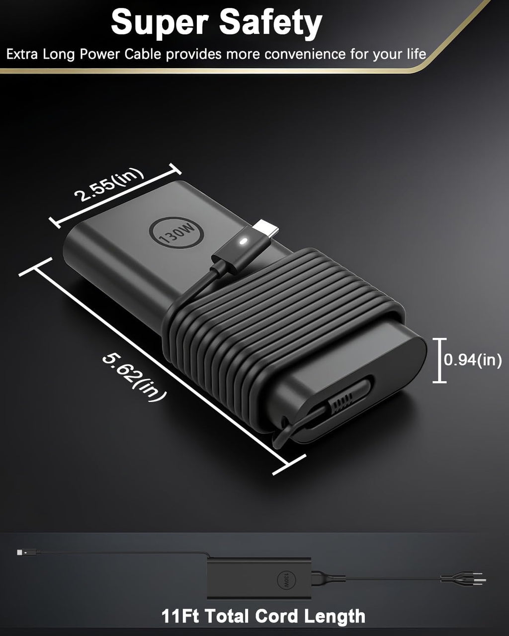 Cargador USB C de 130 W compatible con Dell Precision 5570 5560 555...