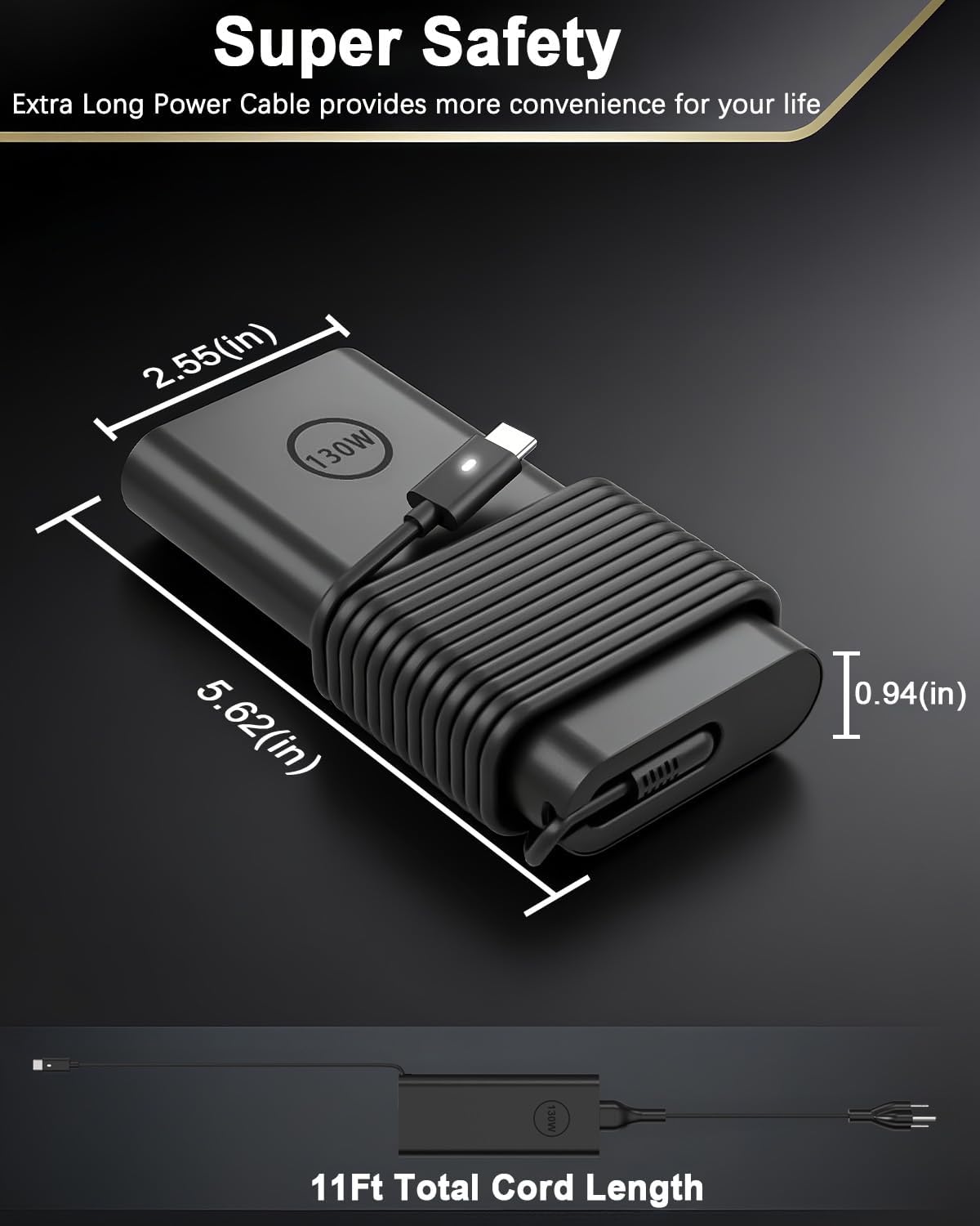 Cargador USB C de 130 W compatible con Dell Precision 5570 5560 555...