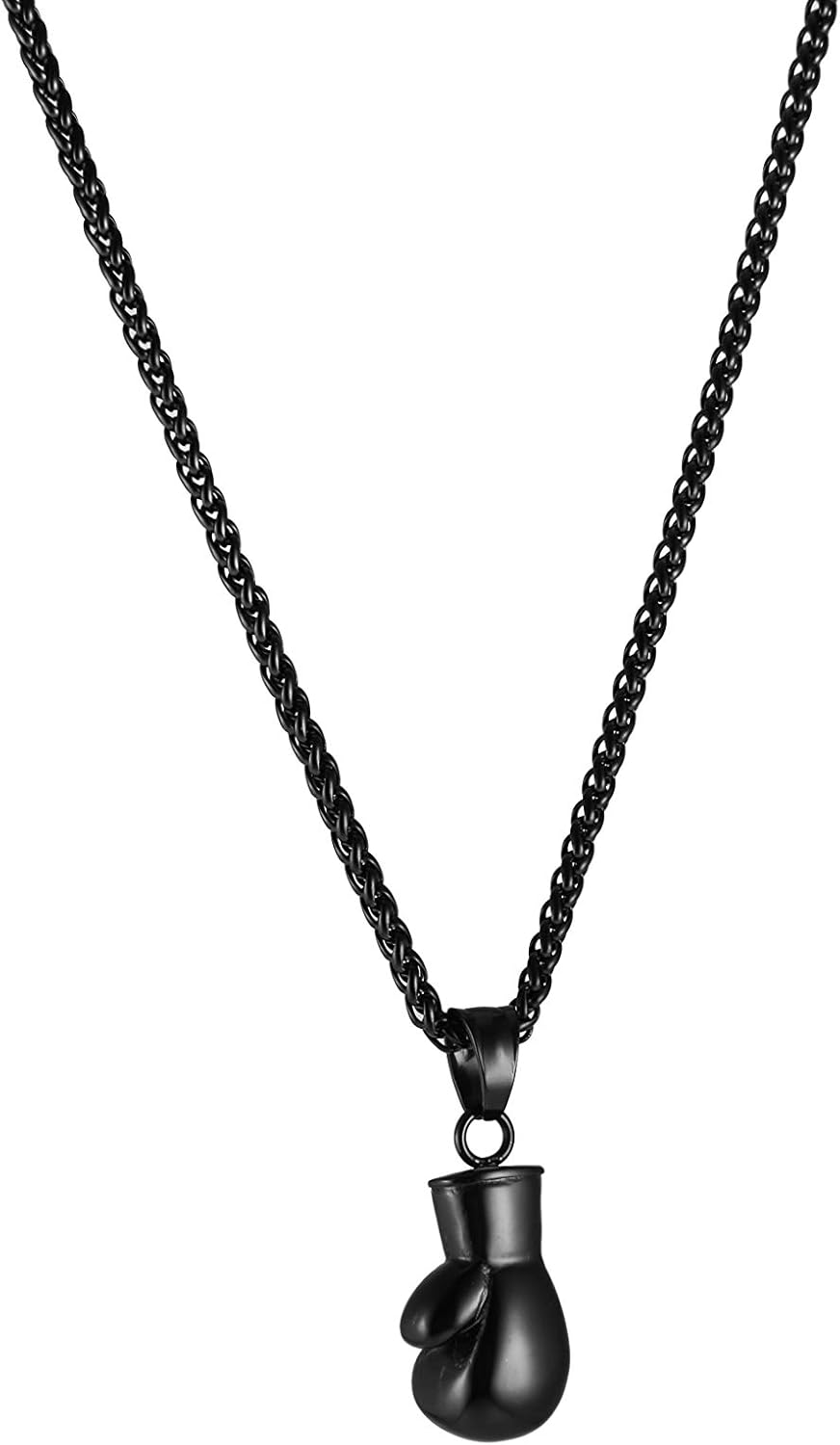 HZMAN Collar con colgante de guante de boxeo de acero inoxidable pa...