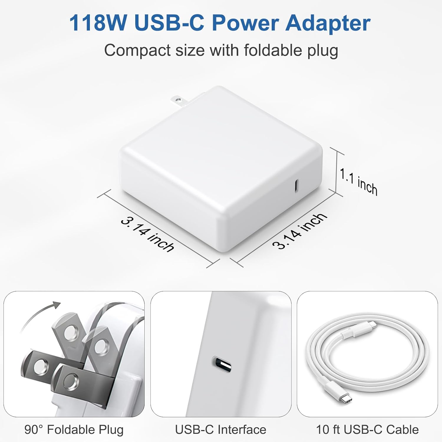 Cargador de aire Mac Book Pro de 10 pies, cable de carga largo tipo...