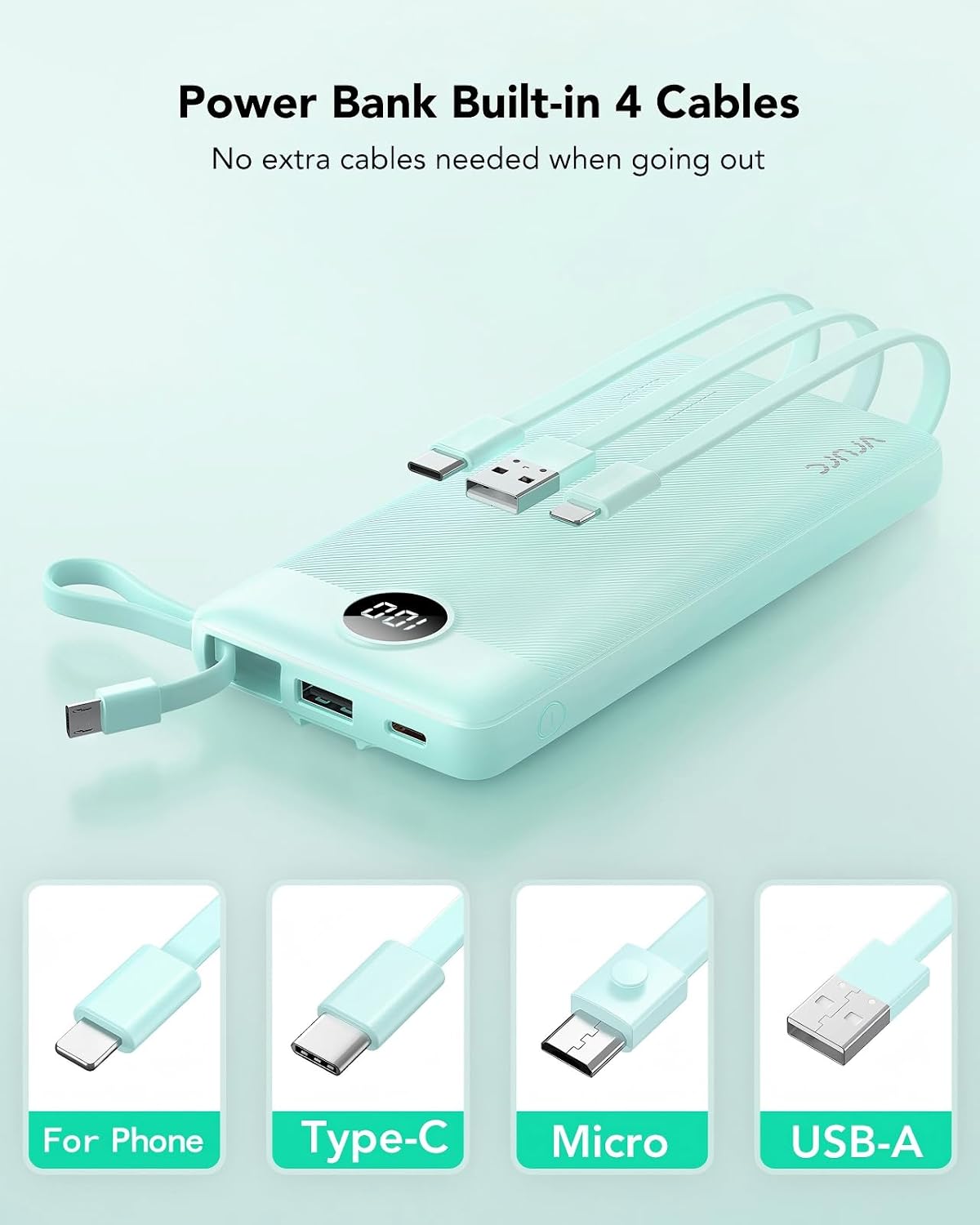 VRURC Cargador de teléfono portátil para iPhone, banco de energía d...
