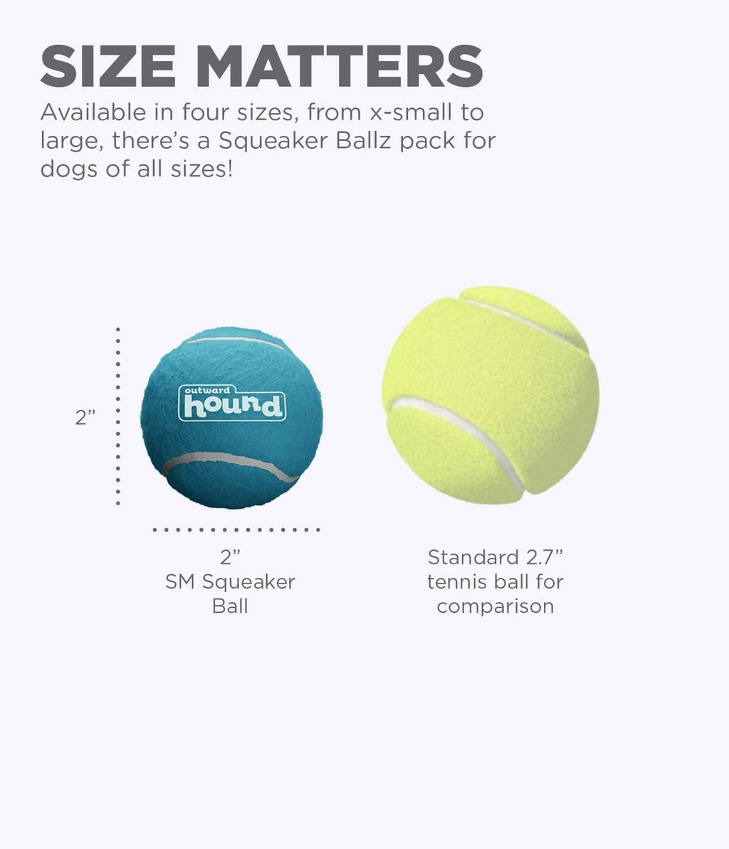 Outward Hound Squeaker Ballz - Pelotas de tenis chirriantes para pe...
