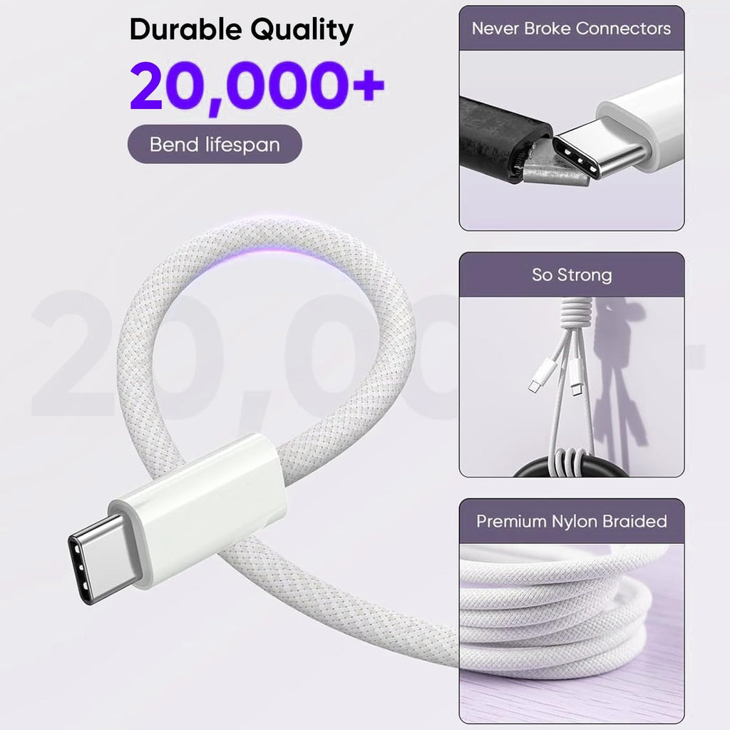2 unidades de cable trenzado iPhone 17\/16\/15 Pro Max USB C a C, c...