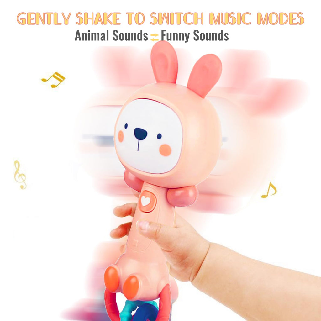 WHNKFB Juguete de sonajero musical de conejo rosa suave para bebé,...