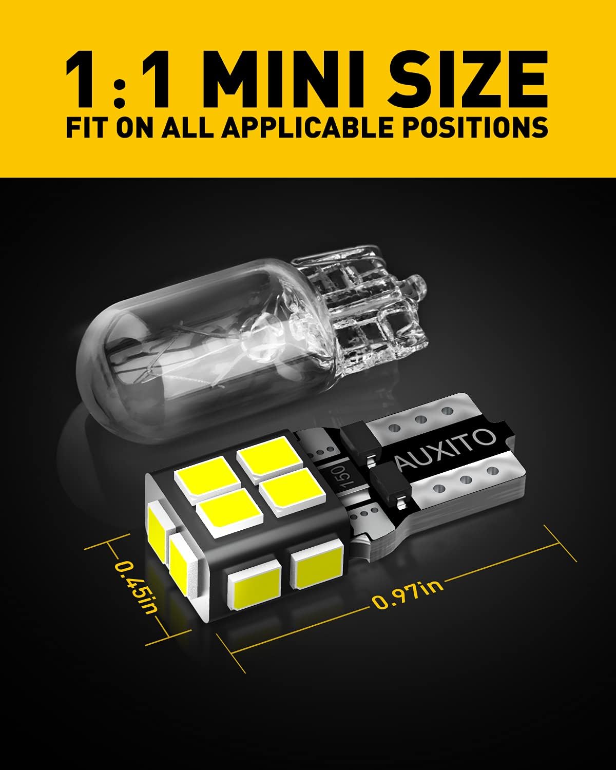 AUXITO 194 - Foco LED de 6000 K, color blanco, 168 2825 W5W T10, cu...