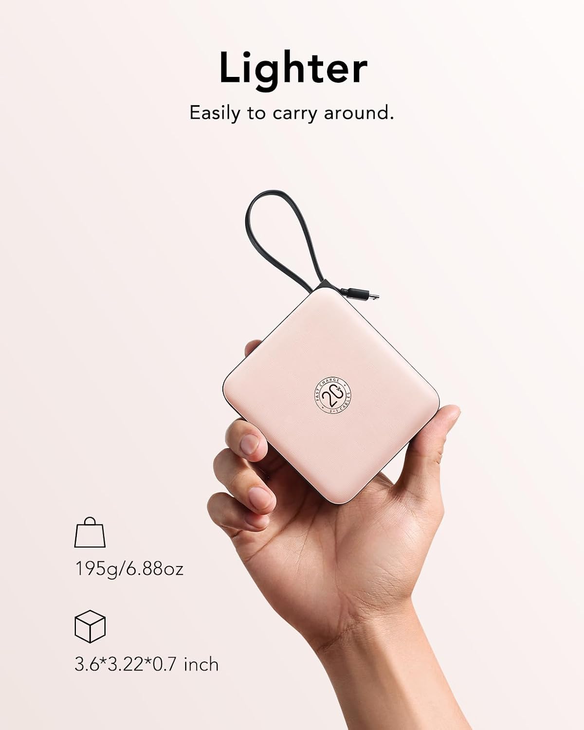 VRURC - Cargador portátil para iPhone con cables integrados, 22.5 W...