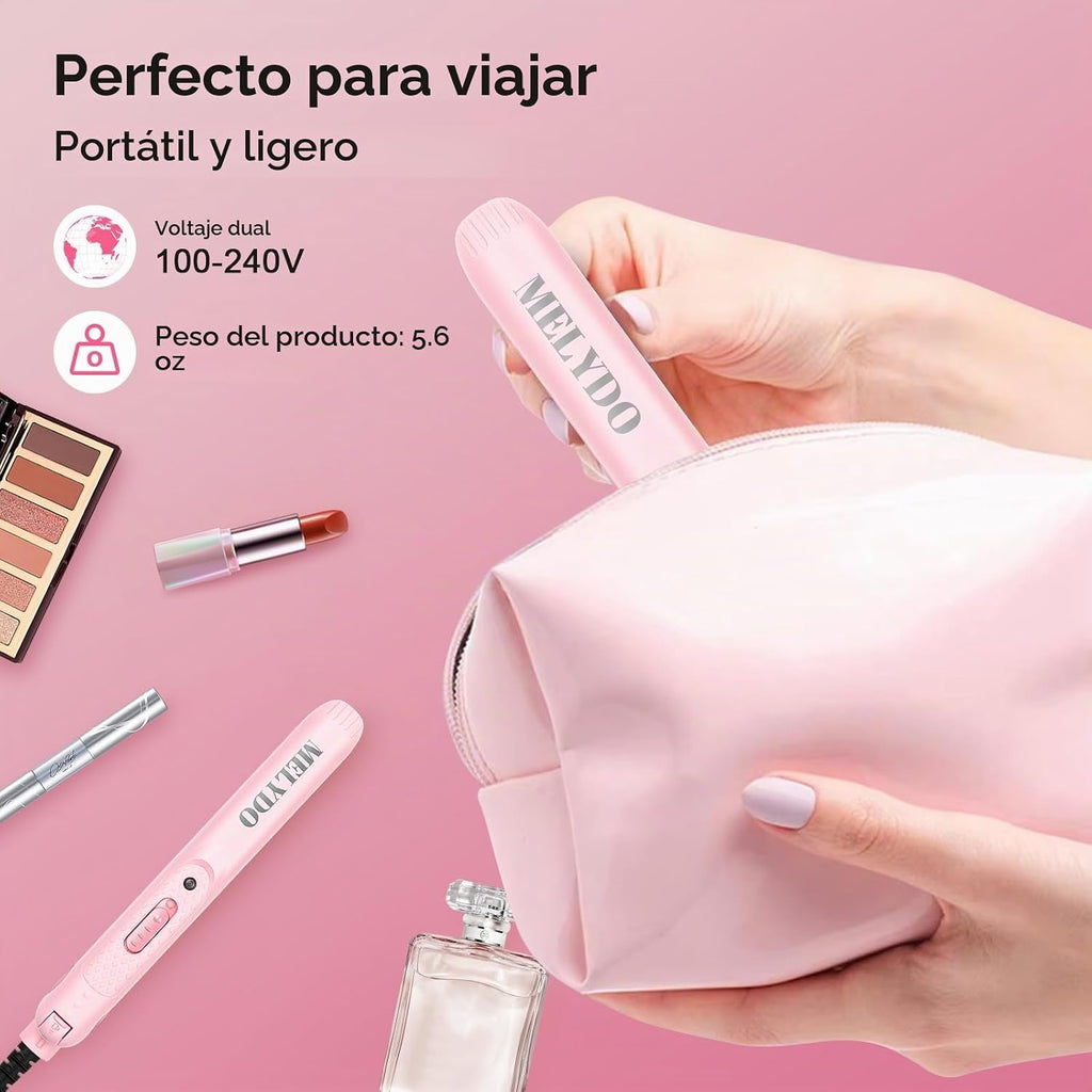 MELYDO Mini Plancha Portátil, Alisadora de Cabello de Viaje de Dobl...