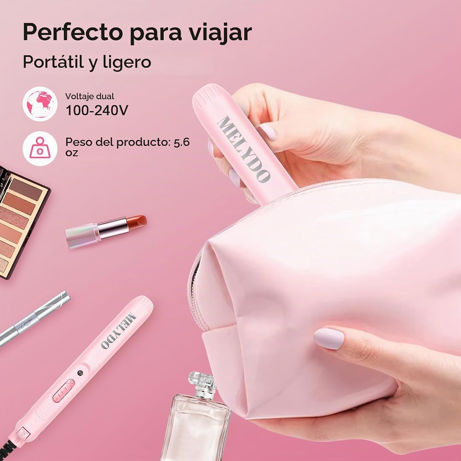 MELYDO Mini Plancha Portátil, Alisadora de Cabello de Viaje de Dobl...