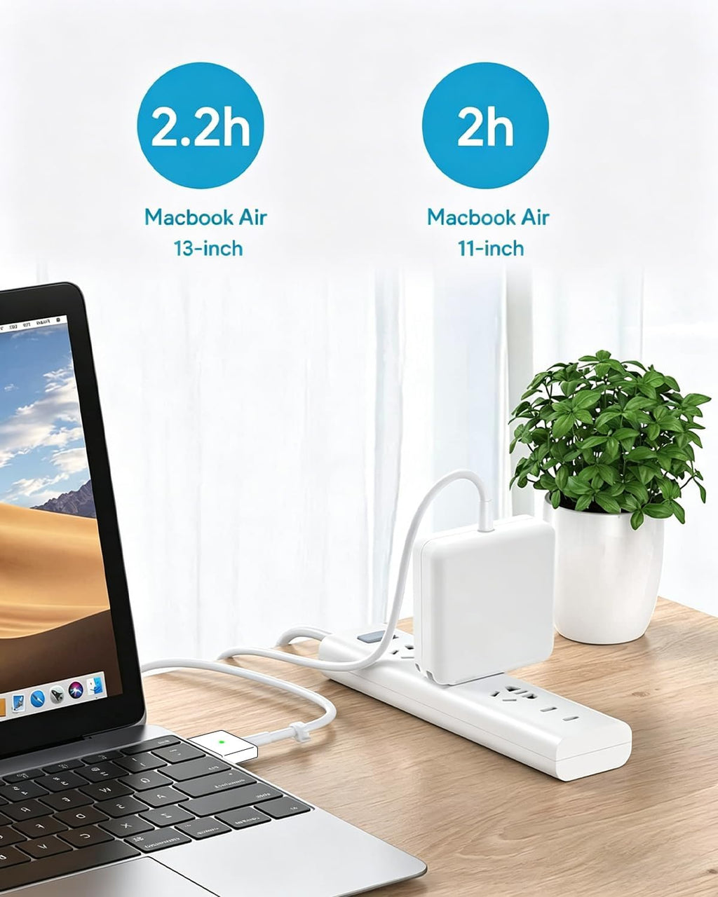 Cargador para Mac Book Air, 45 W Adaptador de corriente Magnético M...